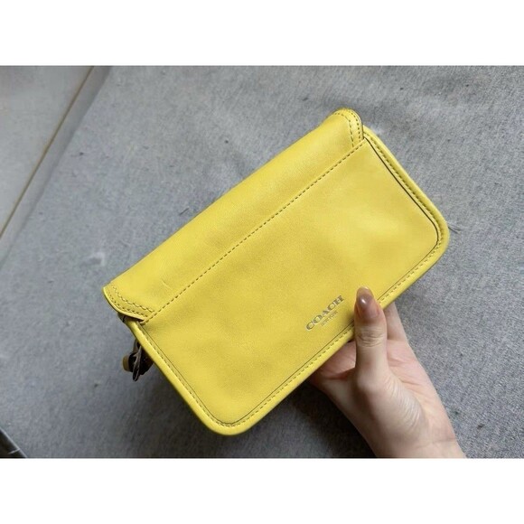 COACH Legacy Penny Crossbody Leather Bag Turn Lock Yellow with Tassels 19914 - Picture 6 of 8